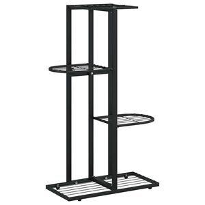 vidaXL 4-етажна поставка за цветя, 43x22x76 см, черен, метал