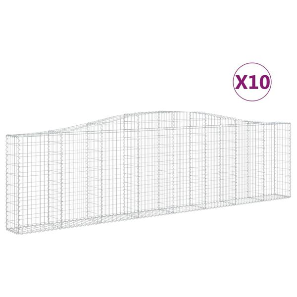 vidaXL Габионни кошници арка 10 бр 400x30x100/120см поцинковано желязо