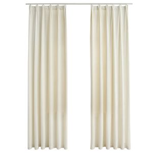 vidaXL Затъмняващи завеси с куки, 2 бр, кадифе, кремави, 140x245 см