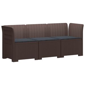 vidaXL Пейка за градина с Cushions във вид на ратан ПП Кафяво