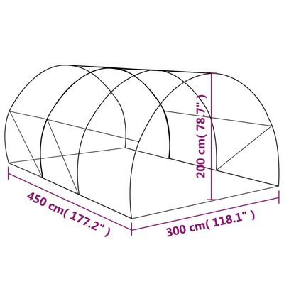 vidaXL Оранжерия, 13,5м², 450x300x200 см