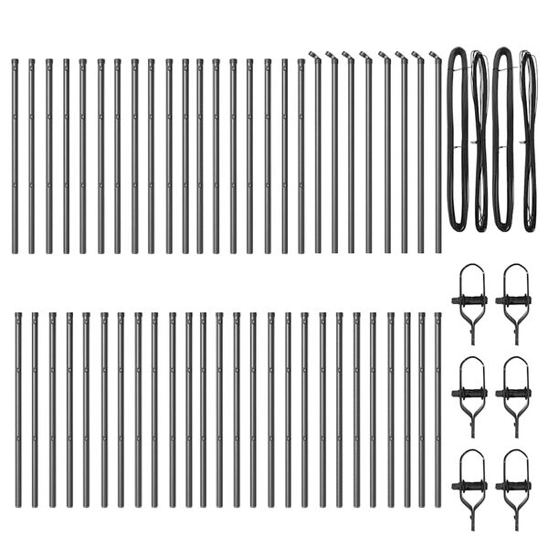 vidaXL Стълб за ограда. Друг 52 pcs Сив 3,2 x 3,2 x 120 см Стомана