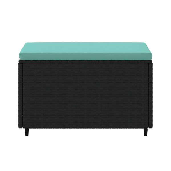 vidaXL Градинска табуретка с възглавница, черна, полиратан