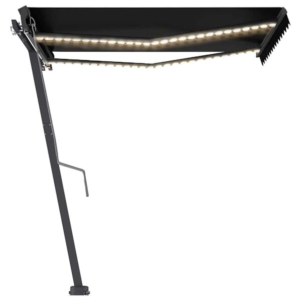 vidaXL Автоматичен сенник, LED и сензор за вятър, 350x250 см, антрацит