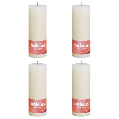 Bolsius Рустик колонни свещи Shine, 4 бр, 190x68 мм, меко перлено