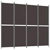 vidaXL Параван за стая, 4 панела, кафяв, 200x220 cм, плат