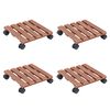 vidaXL Поставки за цветя на колелца, 4 бр, кафяви, 30x30x7,5 см, WPC