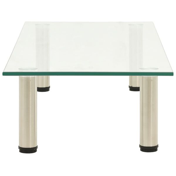 vidaXL ТВ поставка, прозрачна, 80x35x17 см, закалено стъкло