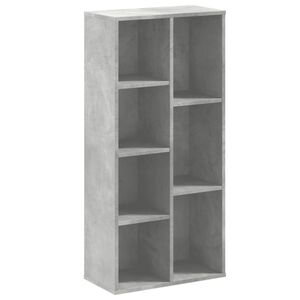 vidaXL Библиотека, бетонно сива, 50x25x105 см, инженерно дърво