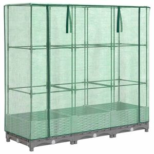 vidaXL Повдигнато легло с оранжерия калъф, ратанов вид, 120x40x123 см