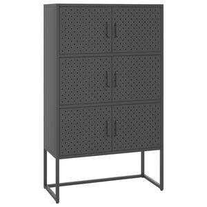 vidaXL Висок шкаф, антрацит, 80x35x135 см, стомана