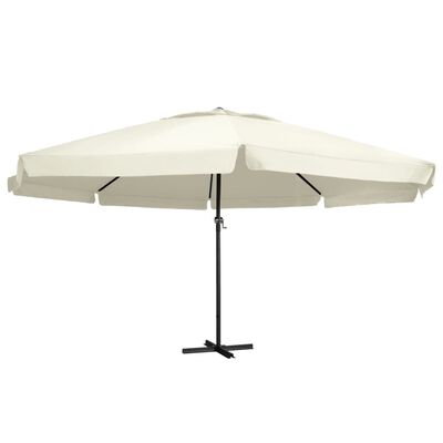 vidaXL Градински чадър с алуминиев прът, 600 см, пясъчнобял