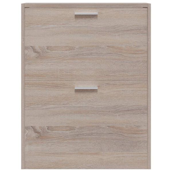 vidaXL Дървен шкаф за обувки с 2 отделения, дъб