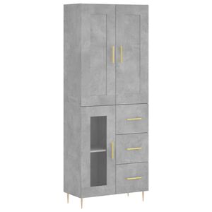 vidaXL Висок шкаф, бетонно сив, 69,5x34x180 см, инженерно дърво