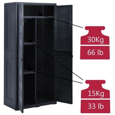 vidaXL Градински шкаф за съхранение, XL, 78x46x175 см, пластмаса