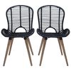 vidaXL Трапезни столове, 4 бр, черни, естествен ратан