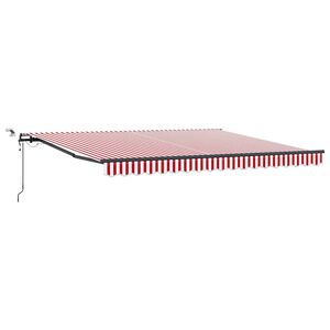 vidaXL Прибираща се тента Червено и бяло 400 &times; 300 cm Полиестер