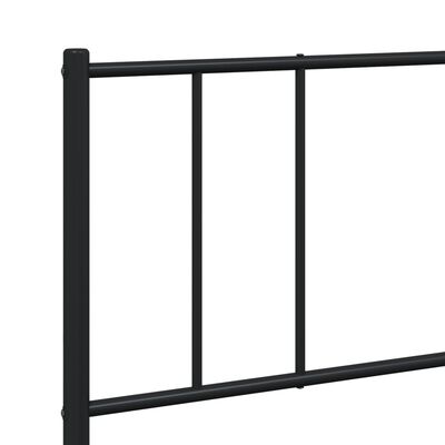 vidaXL Метална рамка за легло с горна табла, черна, 200x200 см