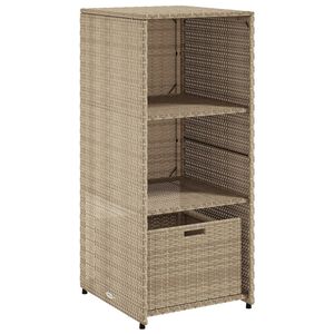 vidaXL Градински шкаф за съхранение бежов 50x55x115 см полиратан