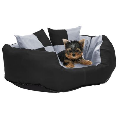 vidaXL Двулицева перяща възглавница за куче сиво и черно 65x50x20 см