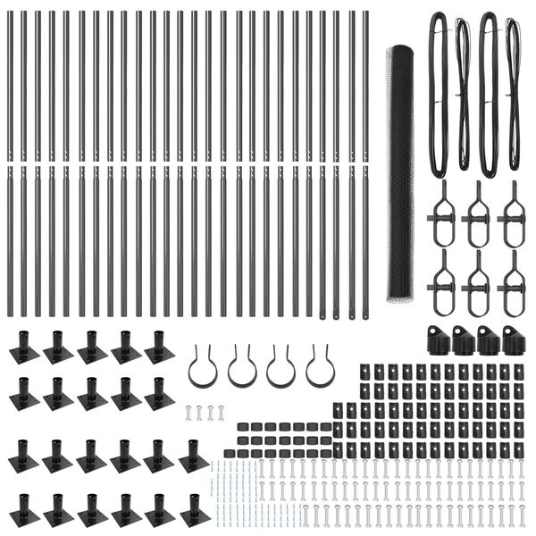 vidaXL Стълб за ограда. Сив 50 x 1,6 м (13 мм мрежа) Стомана и PVC