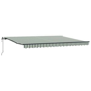 vidaXL Прибираща се тента Зелен и бял 450 &times; 350 cm Тъкан и алуминий