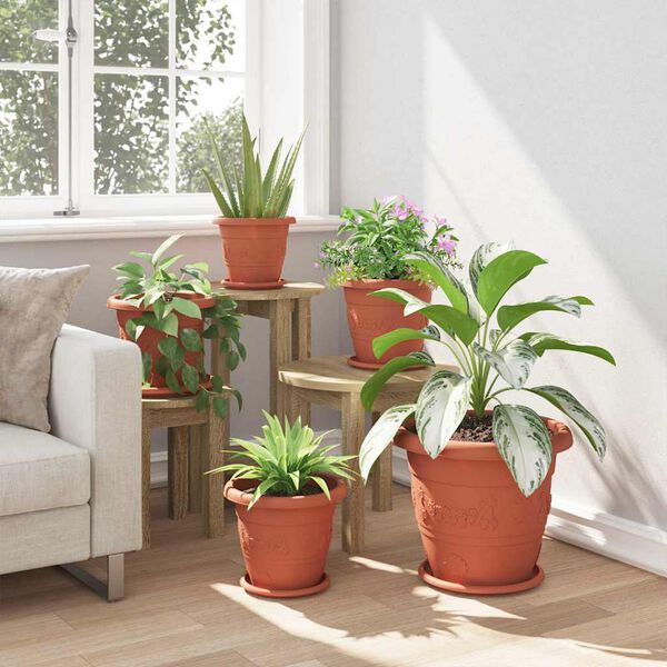 vidaXL Кръгла саксия за цветя 24 pcs Червено тухла &Oslash; 26 x 21.5 см