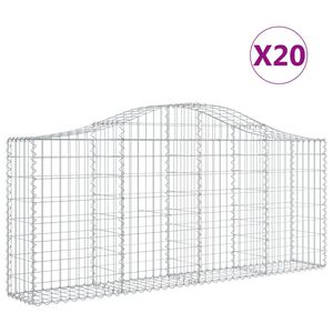 vidaXL Габионни кошници арка 20 бр 200x30x80/100 см поцинковано желязо