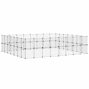 vidaXL Клетка за животни с врата, 60 панела, черна, 280x245x70 см, стомана