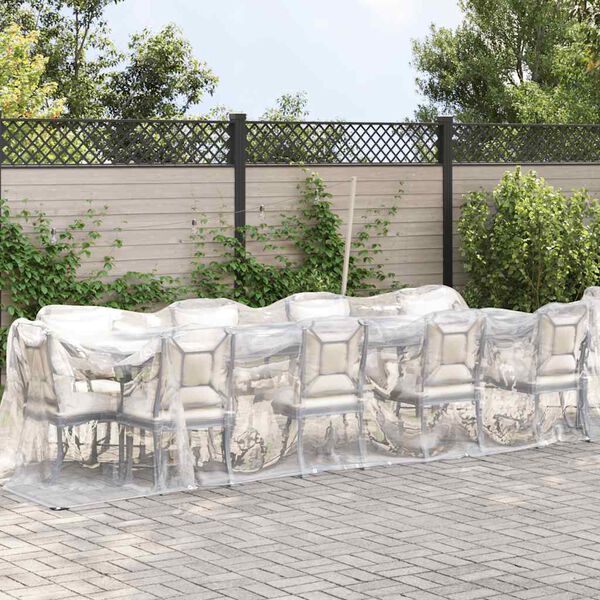 vidaXL Прозрачен брезент с капси 2х10 м Полиетилен