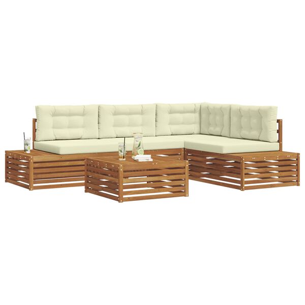 vidaXL Комплект дивани за открито 5 Брой Натурален и Крема