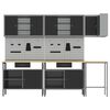 vidaXL Комплект работни шкафове с чекмедже с рафт 10 pcs Черен и Сив