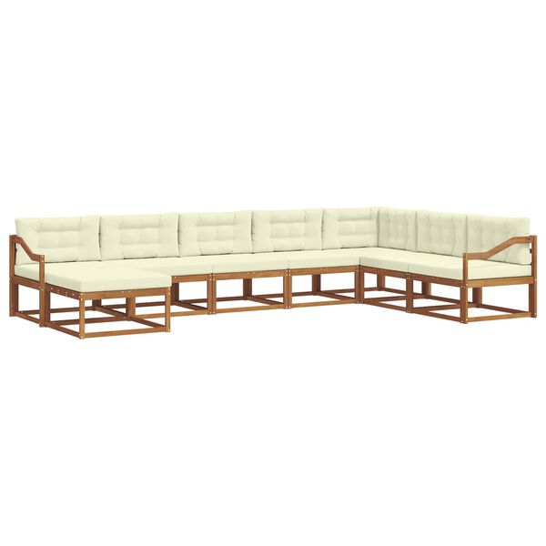 vidaXL Комплект дивани за открито 8 pcs Натурален и Крема