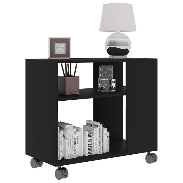 vidaXL Странична маса, черна, 70x35x55 см, инженерна дървесина