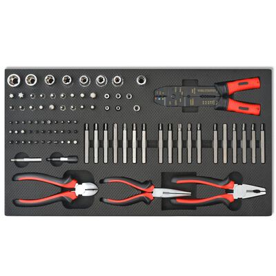 vidaXL Количка за инструменти с 1125 инструмента, стомана, червена