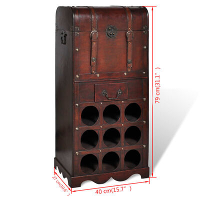 vidaXL Дървен шкаф за вино със стойка за 9 бутилки