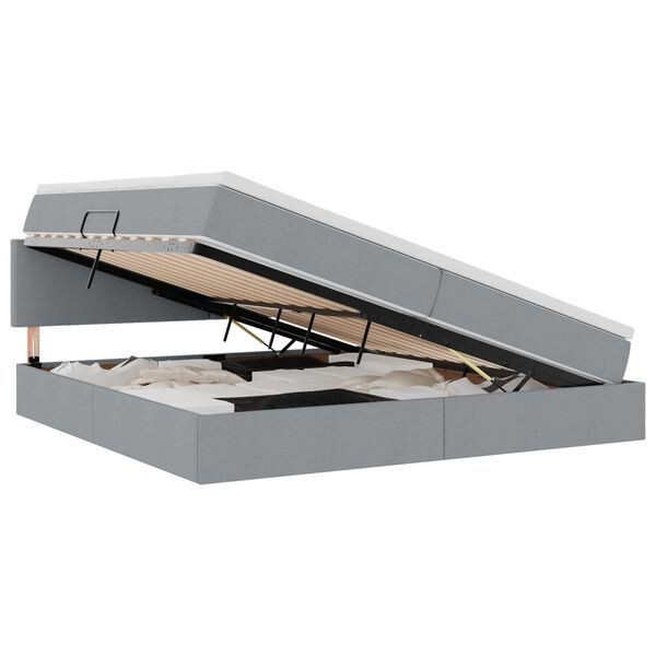 vidaXL Легло с място за съхранение и LED с LED Светлосиво 200 x 200 cm