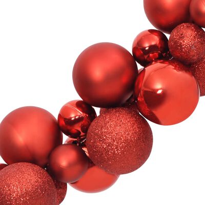 vidaXL Гирлянд от коледни топки, червен, 175 см, полистирен