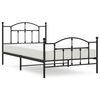 vidaXL Метална рамка за легло с горна и долна табла, черна, 107x203 см