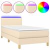 vidaXL Боксспринг легло с матрак и LED, кремава, 90x200 см, плат