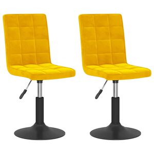 vidaXL Въртящи трапезни столове, 2 бр, горчица, кадифе