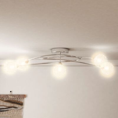 vidaXL Лампа за таван с мрежести телени абажури за 5 LED крушки G9