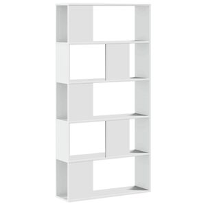 vidaXL Библиотека 5 рафта бяла 80,5x23,5x162,5 см инженерно дърво