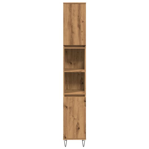 vidaXL Шкаф за баня, дъб артизан, 30x30x190 см, инженерно дърво