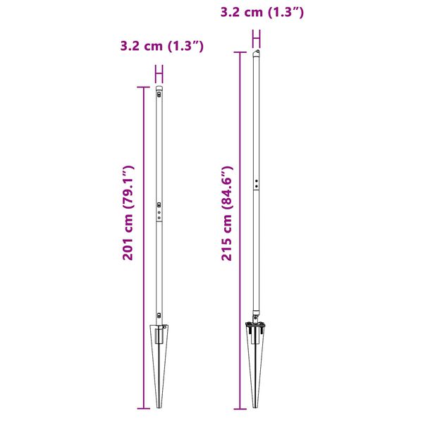 vidaXL Стълб за ограда. Друг 26 pcs Сив 3,2 x 3,2 x 170 см Стомана