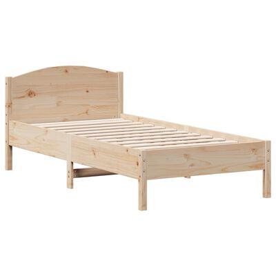 vidaXL Рамка за легло с табла, 90x190 см, борово дърво масив