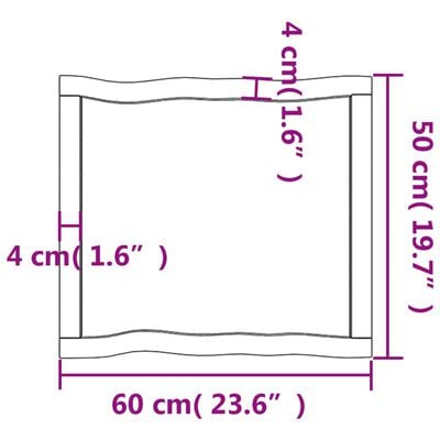 vidaXL Плот за маса светлокафяв 60x50x(2-4) см обработен масивен дъб