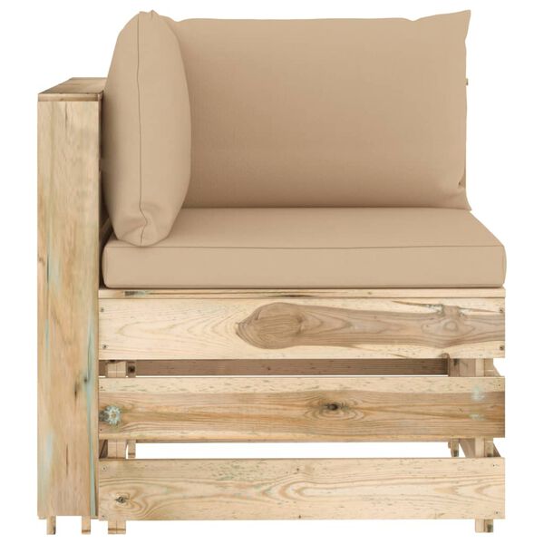 vidaXL Градински комплект от 6 части с възглавници зелена импрегнация