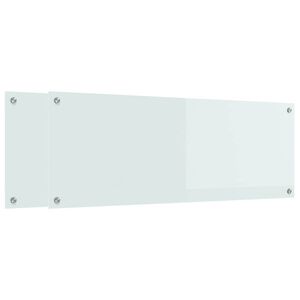 vidaXL Кухненски гръб 2 бр. Бяло 110 x 40 cm закалено стъкло