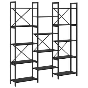 vidaXL Рафт за книги 156 x 25 x 167 см Инженерна дървесина Черния дъб
